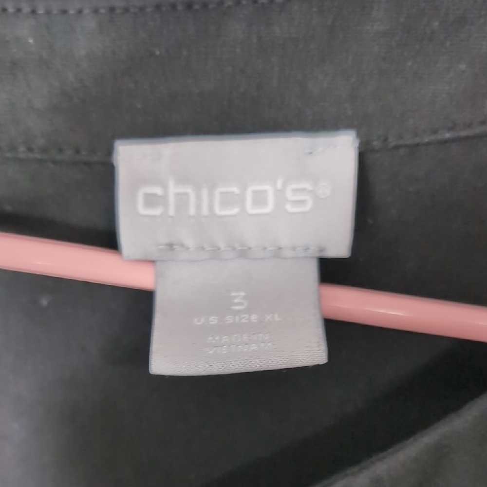 Chico's | Black Relaxed Boxy 3/4 Sleeve Blouse Minimalist Size XL - Picture 5 of 7